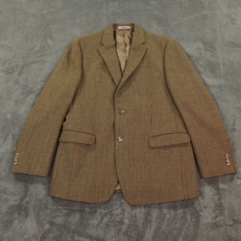 Vinatge Lauren Ralph Lauren Blazer Men 43R Brown Wool Houndstooth Sports Coat